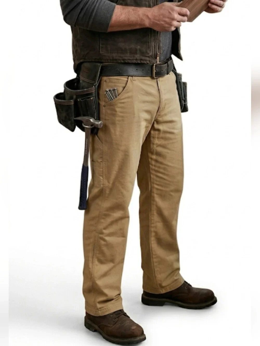 Smith's Workwear Stretch Duck Canvas Carpenter Pants 38x32 Khaki Tan NWT
